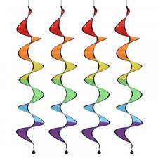 4pcs Rainbow Wind Spinner, 43" Rainbow Curlie Spinner Hanging Rainbows Wind Twis