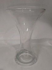 Large Elegant Clear Glass Hourglass Flower Vase 25cm Tall 16cm Diameter