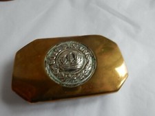  trench art antique brass snuff box  WW1 German Belt Buckle  100/65/25mm