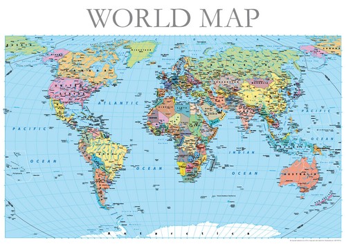 Large world map colour - world,