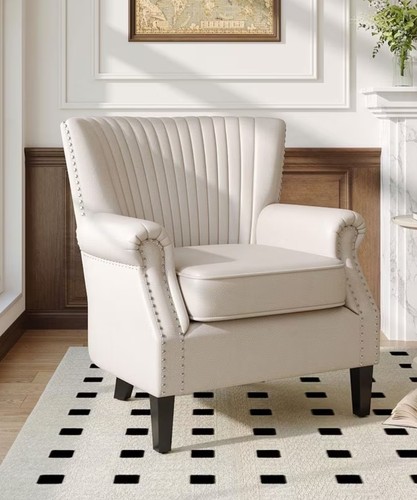 Luxury beige wingback armchair - luxury,