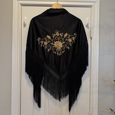 Spanish Shawl Black Satin