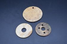 3 Early carved bovine bone discs, Thames foreshore finds