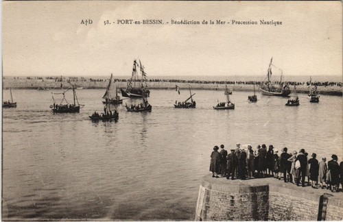 Old postcard port bessin - postcard, port-en-bessin