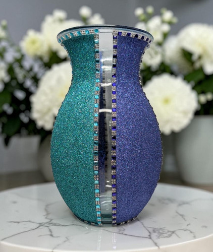 Purple teal vase - &,