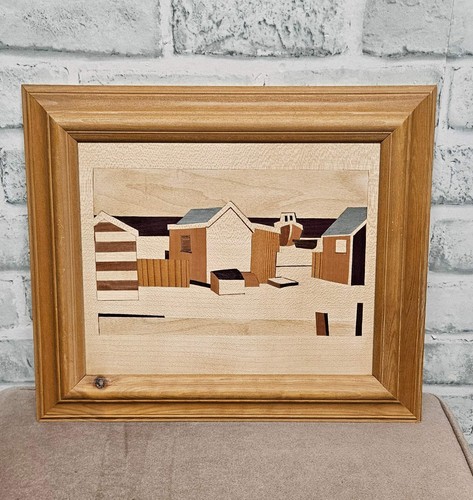 Marquetry framed striped hut - framed,
