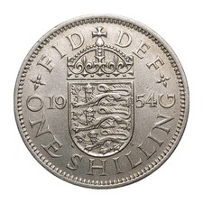 1954 UK 1 Shilling Coin