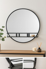 50cm Black Round Wall Mirror