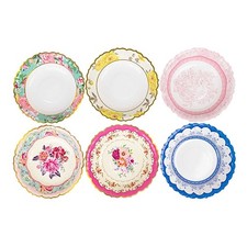 24 Assorted Vintage Floral Dessert Salad Paper Bowls Scalloped Edge Party Event