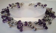 DOWER AND HALL Amethyst & Pearl  Choker Unique Clasp 925  Necklace Full Hallmark