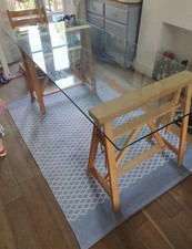 Glass table top with Wooden Legs