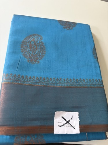 Blue cotton silk saree - blue,