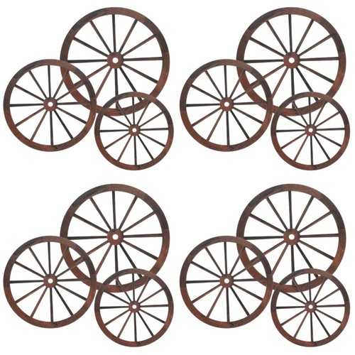Retro brown wooden wagon wheel - wooden,