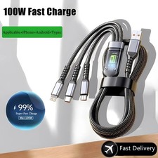 3-in-1 Universal Fast Charger 100w Cable Long Multi USB Charging Lead
