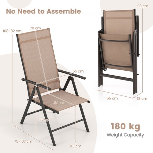 Folding patio chair position - folding, 7-position
