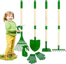Childrens Gardening Set 6 Pieces Kids Tools Set with Shovel, Rake, Hoe,Leaf Rake