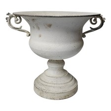 White Distressed Metal Urn
