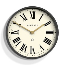 Newgate® Mr Butler Wall Clock Dark Grey with Cream Roman Dial Gold Hands