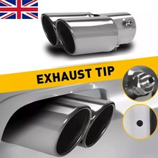 Universal Twin Double Exhaust Tip Trim Pipe Tail Muffler Stainless Steel