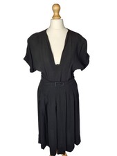 Vintage 1940s Black Low Cut Evening Dress