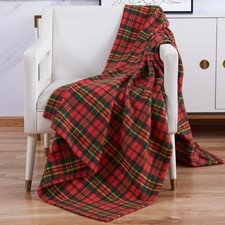 Red Check Blanket Soft & Warm Single Double King Tartan Sofa Throw Bed Fleece