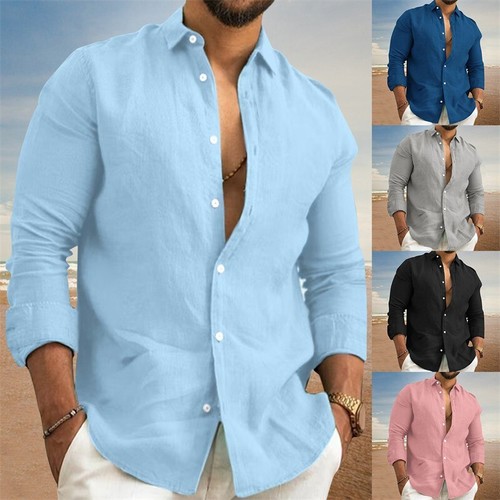 Mens solid linen beach - solid, shirts