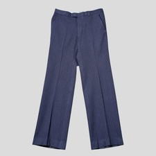 VINTAGE PINSTRIPE WOOL SUIT PANTS IN CHARCOAL/BLUE