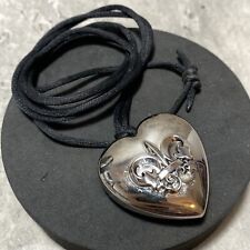 AVON Fergie Outspoken Necklace Perfume Heart Pendant Silver Tone Kitsch Black
