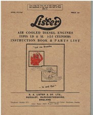LISTER LD1 LD2 LD3 SL1 SL2 SL3 DIESEL ENG ORIG '64 INSTRUCTION BOOK & PARTS LIST