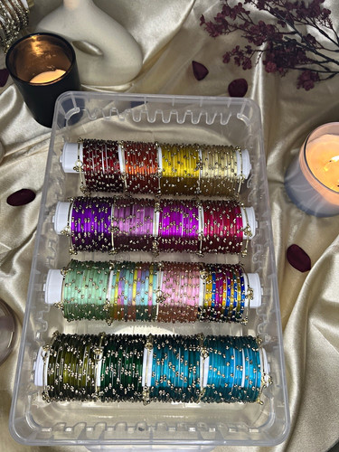 Multicolour glass bangles - glass, with