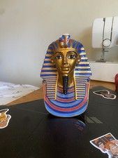 Rare King Tutankhamun Hand-Painted Egyptian Pharaoh Statue Bust Figure Decor