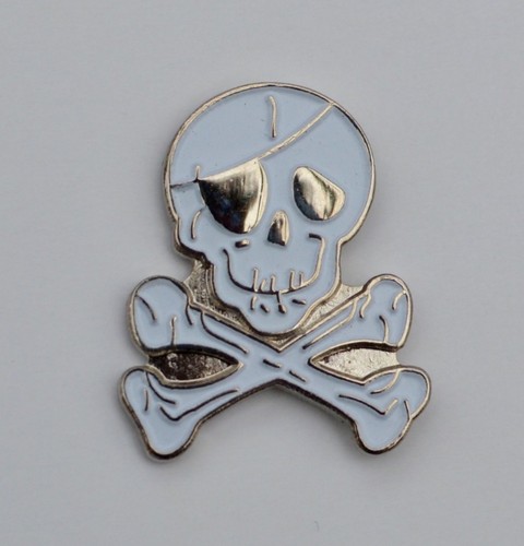 White skull and crossbones - and,