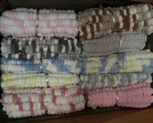 Hand knitted pompom blanket - hand,