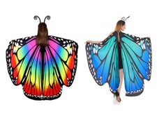 Womens Butterfly Wings Cape Headband Adult Fairy Pixie Cloak Fancy Dress Costume