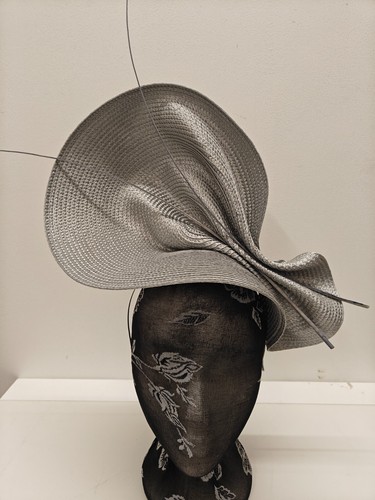 Grey large straw - grey, fascinator