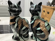 Pair Of Enamelled Cats By