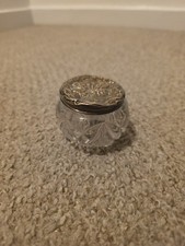 Antique Silver-Topped Glass Dressing Table Jar