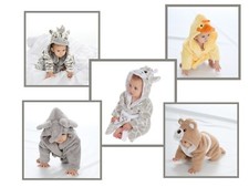 PERSONALISED Hooded Animal Face Dressing Gowns Robes Housecoats Baby 0-6 Months
