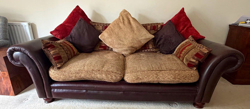 Dfs brown leather seater - 3,