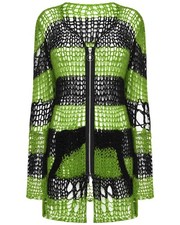 Punk Rave Womens Gothic Striped Shredded Cardigan Sweater - Green & Black