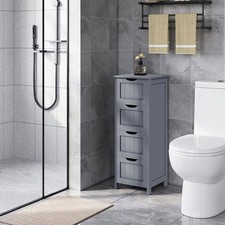 Bathroom Storage Cabinet Standing Cabinet 4 Drawer Dresser Organizer Slim Grey