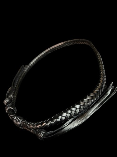 Black leather hat band - black,