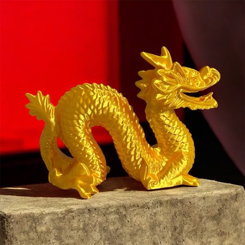 Golden dragon figurine statue - golden,