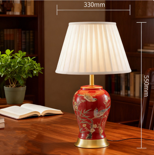 Red ceramic lamp - red,