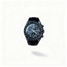  20mm Moonswatch Mission To The Moon Black Rubber Watch Strap For Omega X Swatch
