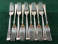 10 Vintage Mappin & Webb Dinner Table Forks Scroll End pattern silver plated