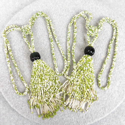 Pair glass beaded tassels - pair,