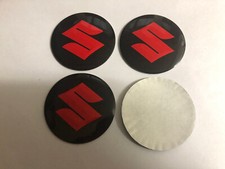 4x Suzuki Wheel Centre Cap Sticker Brand New 56mm Hub Stickers Black / Red