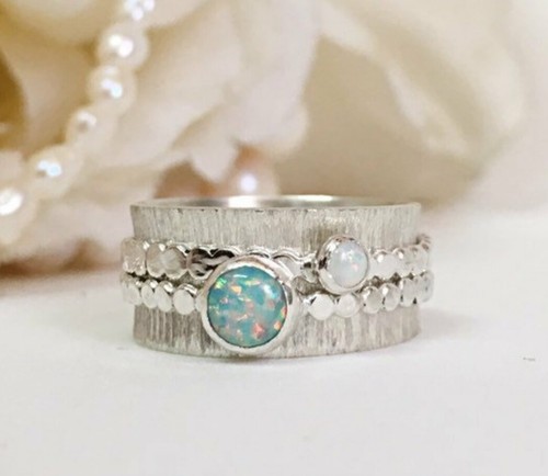 Natural opal spinner ring - natural,