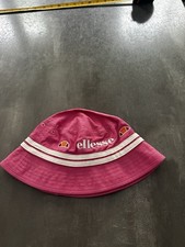Retro Pink White Ellesse Bucket Hat One Size Festival Rave Holiday Vintage